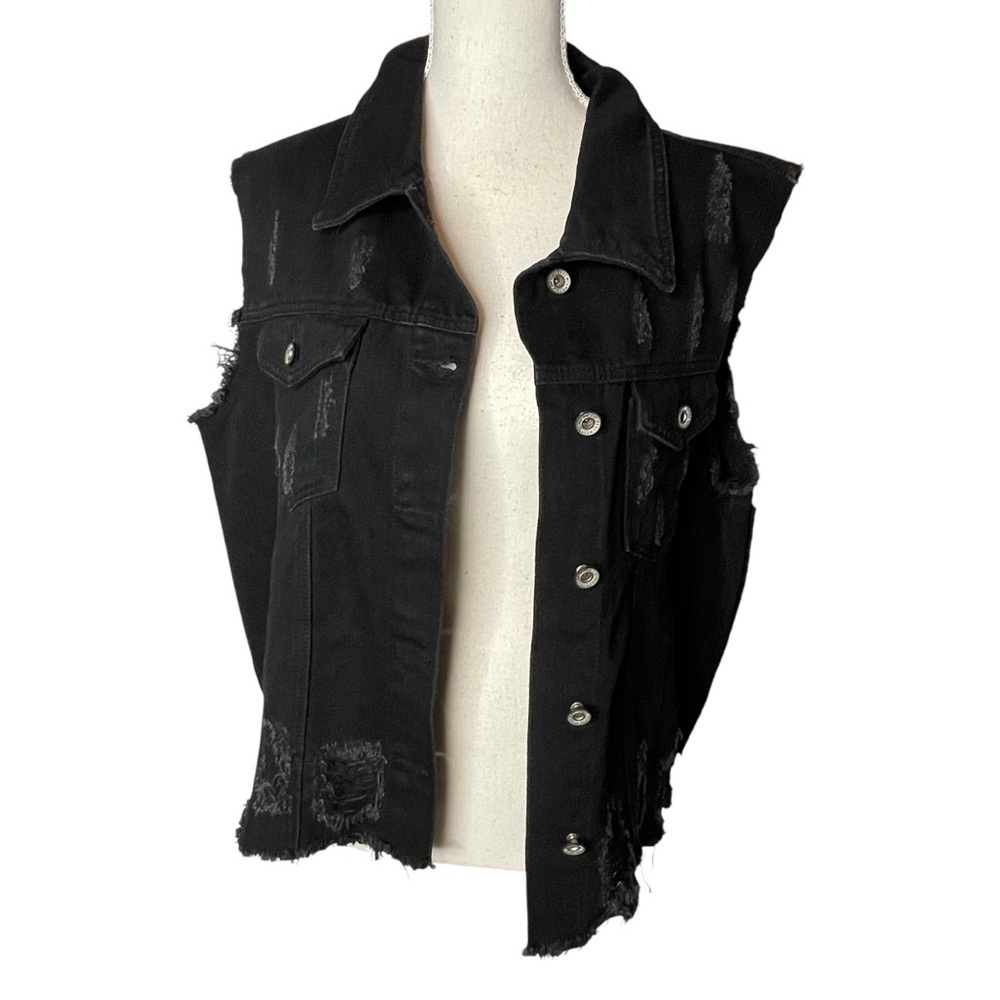 L&B Lucky & Blessed Black Vest Women Large SWNative Aztec‎ Blanket Applique